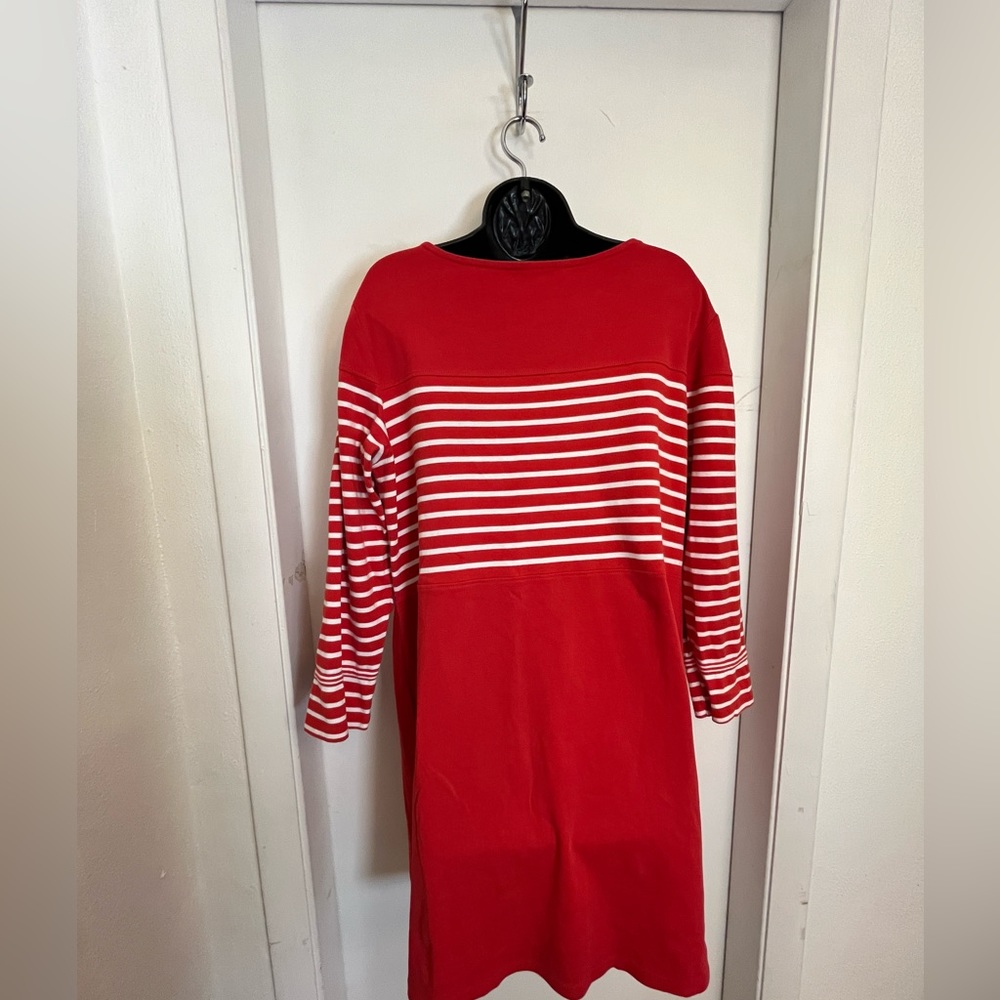 1901 Red White Striped Long Sleeve Knit Dress XL petit - Picture 6 of 10